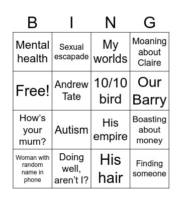 Rochey Bingo Card