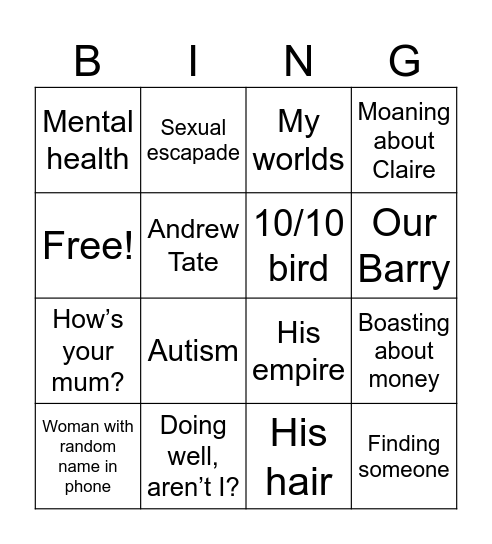 Rochey Bingo Card