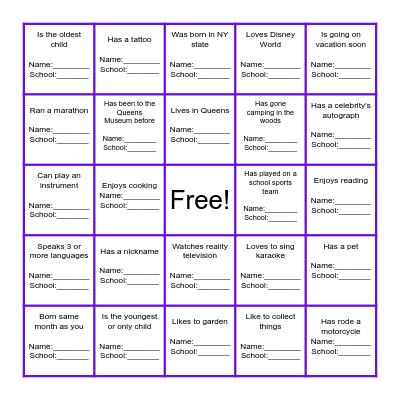 UCS Human Bingo Card
