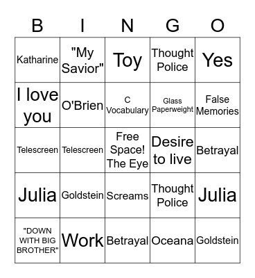 1984 Bingo Card