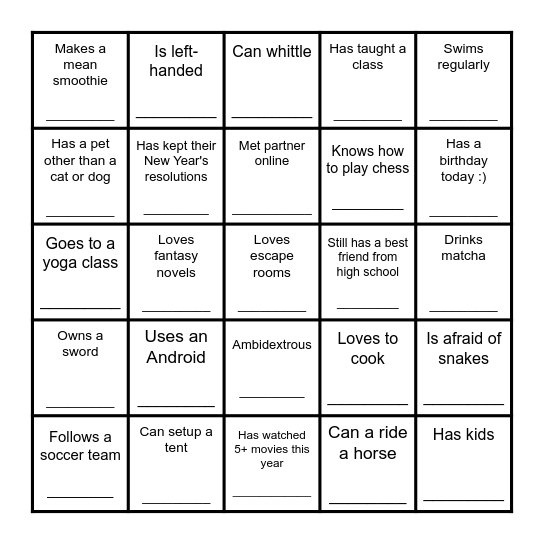 Find someone who: Bingo Card