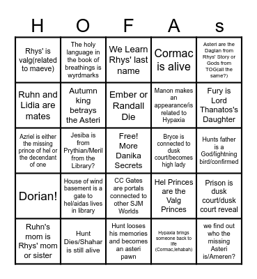 hofas bingo Card