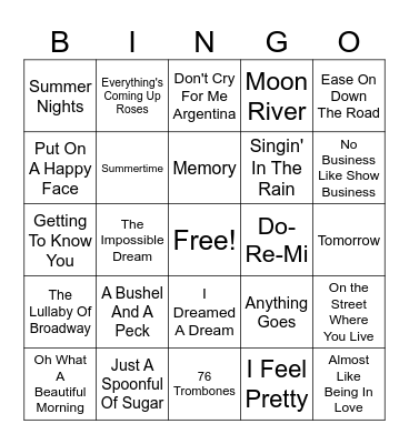 Broadway Bingo Card