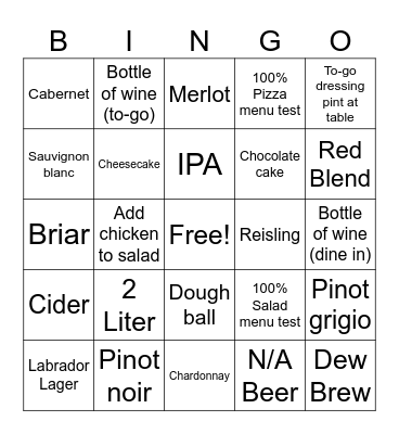 Deweys Salesmanship Bingo Card