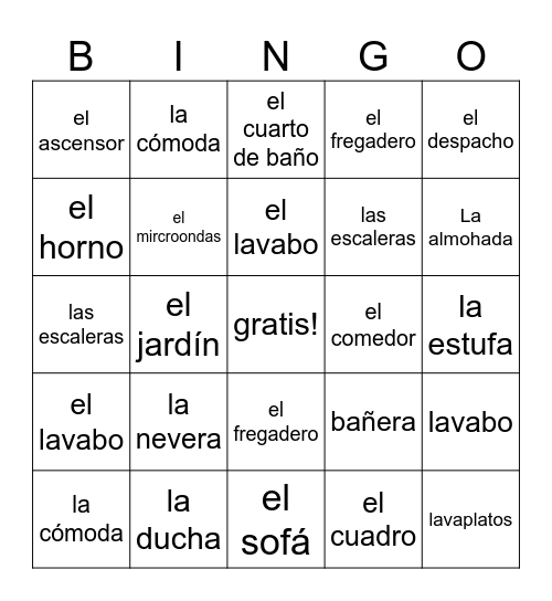 Muebles Bingo Card