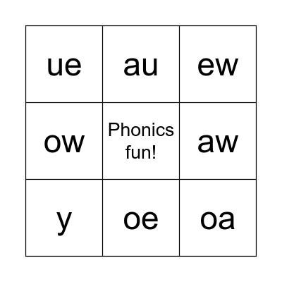 Phonics fun! Bingo Card