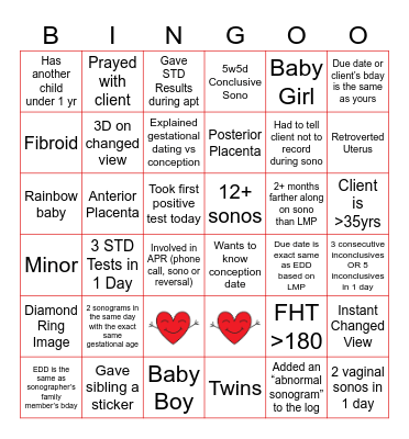 FEBRUARY SONOGO Bingo Card
