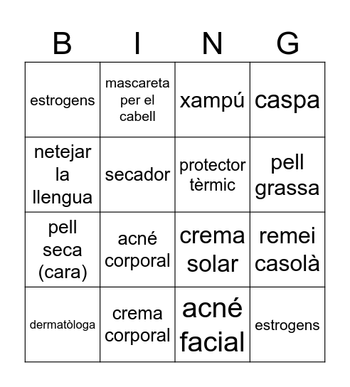 Cura personald Bingo Card