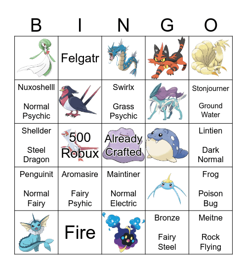 Pokemon Bingo Card