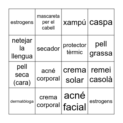 Cura personal Bingo Card