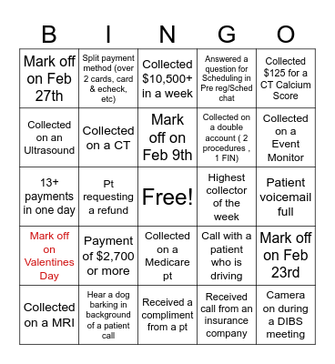 Pre Reg February  Bingo Card