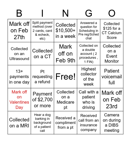 Pre Reg February  Bingo Card