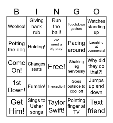 Super Bowl Bing Bingo Card