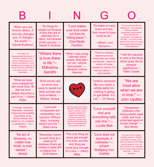 Valentine's Bingo <3 Bingo Card