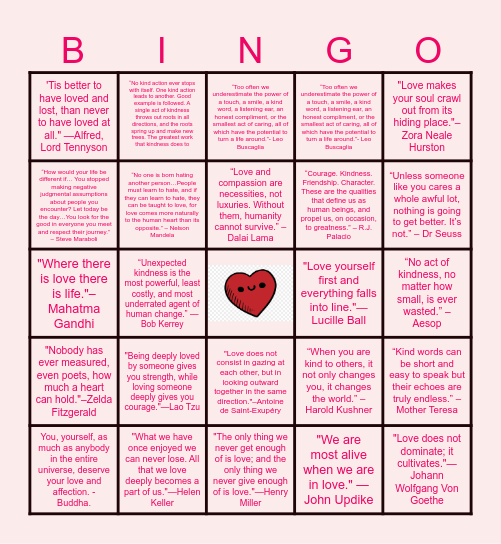 Virtual Valentine's Day Bingo <3 Bingo Card