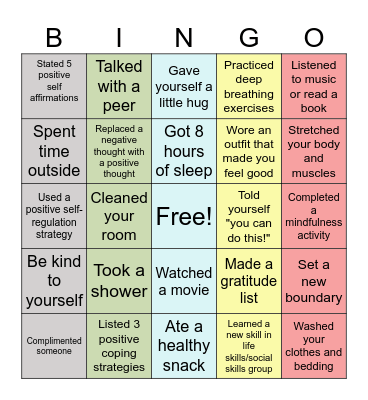 Mental Health Awareness Bingo Card