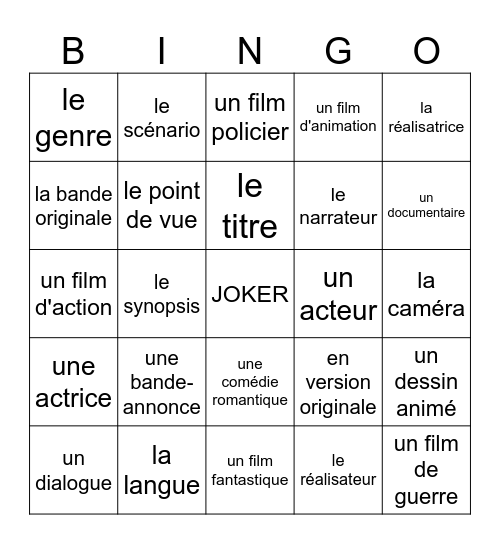 Analyse de Films Bingo Card