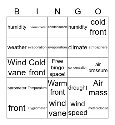 weather bingo  Bingo Card