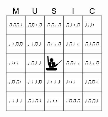 Music Class Bingo (Level 2- Rhythm) Bingo Card