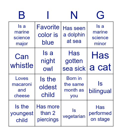 MSA Human Bingo Card