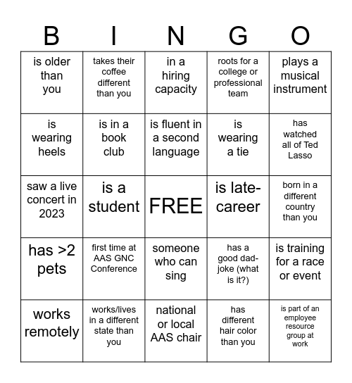 Networking Bingo 2024 Bingo Card