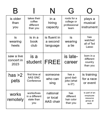 Networking Bingo 2024 Bingo Card