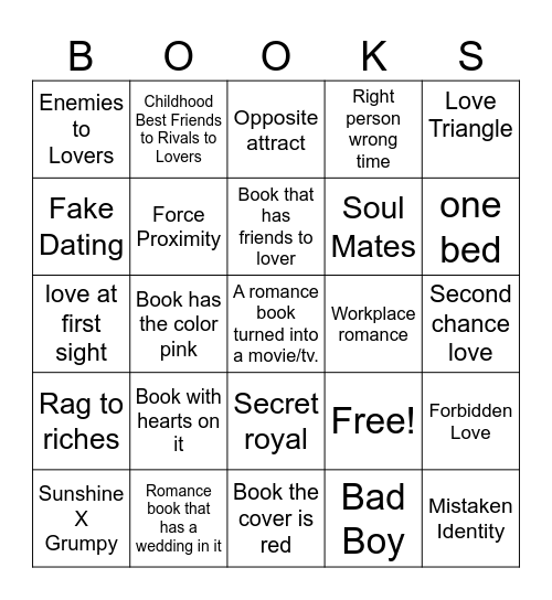 February Reading challenge Bingo Card