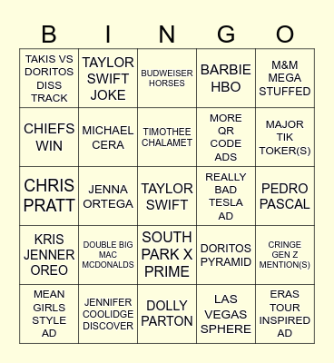 2024 SUPER BOWL BINGO Card