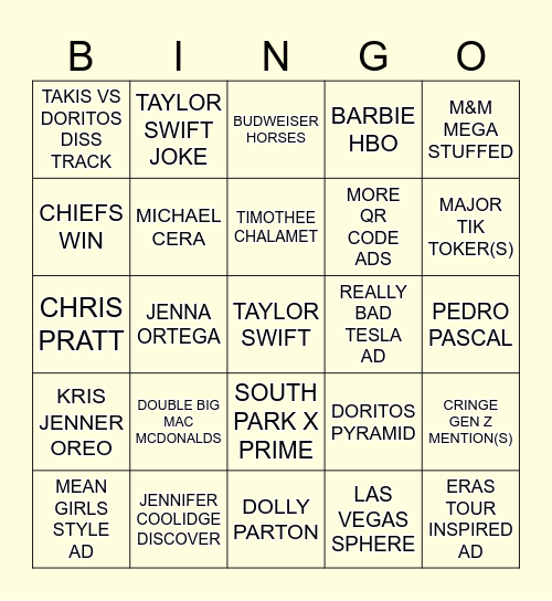 2024 SUPER BOWL BINGO Card