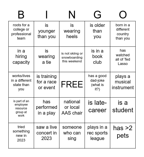 Networking Bingo 2024 Bingo Card