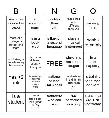 Networking Bingo 2024 Bingo Card