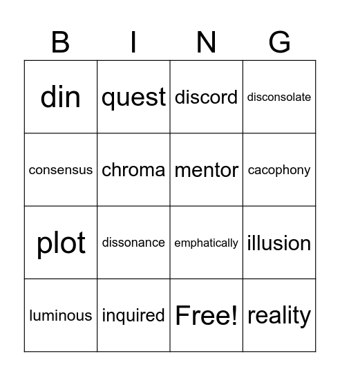 "The Phantom Tollbooth" Bingo Card