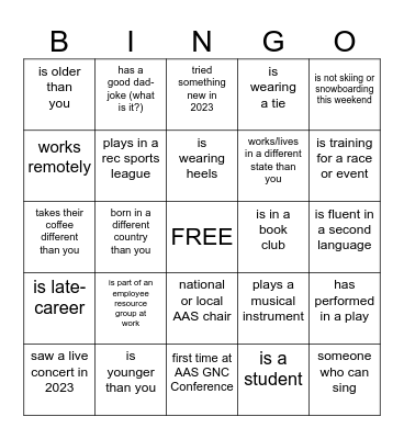 Networking Bingo 2024 Bingo Card