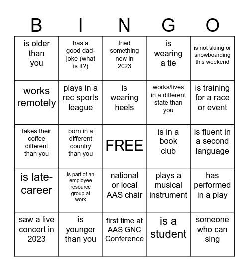 Networking Bingo 2024 Bingo Card