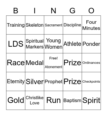 LDS OLYMPICS Bingo Card