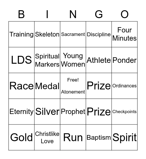 LDS OLYMPICS Bingo Card