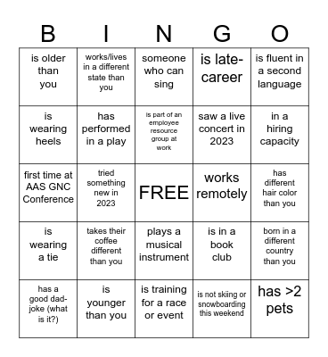 Networking Bingo 2024 Bingo Card