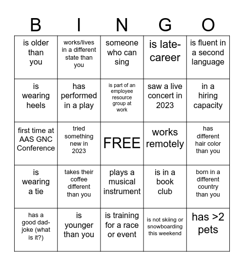 Networking Bingo 2024 Bingo Card