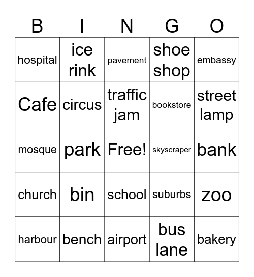 in the city Bingo Card