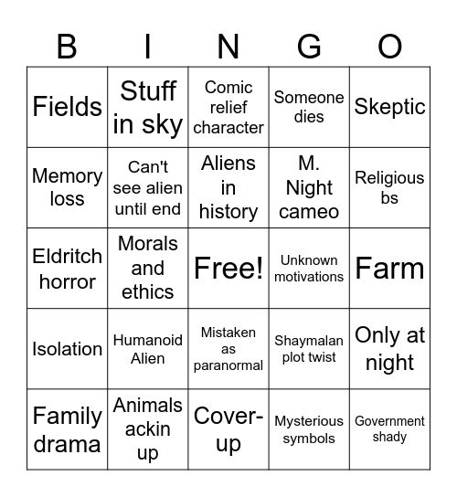 SIGNS Bingo Card