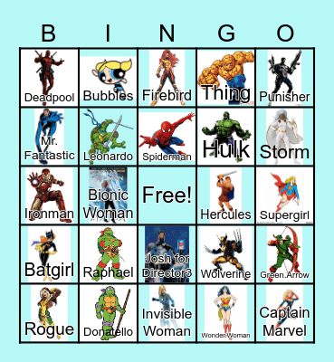 Superhero Bingo Card