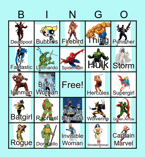 Superhero Bingo Card