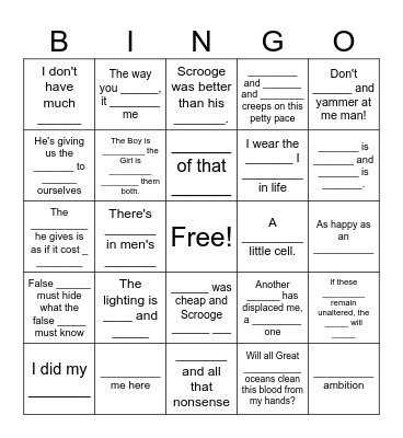 Key Quotes in English Bingo Card