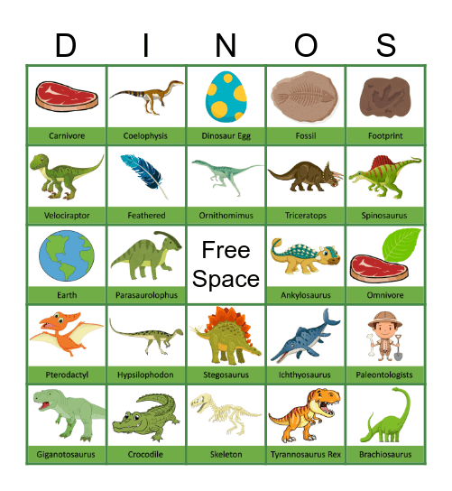 Dinosaur Bingo Card