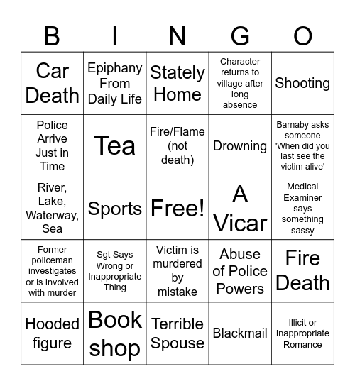 Midsomer Murders Bingo! Bingo Card
