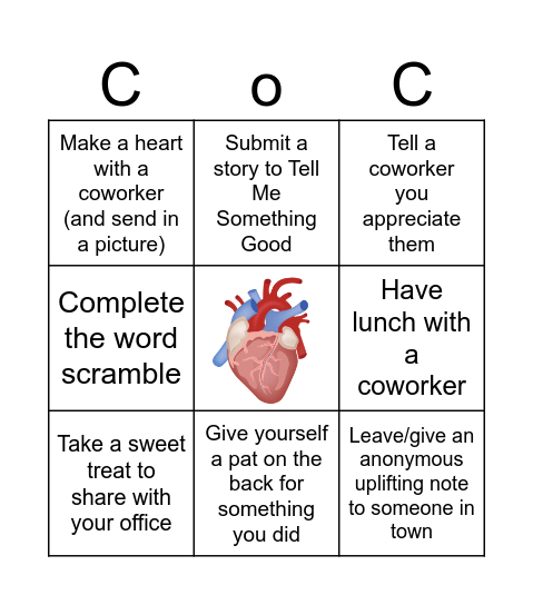 CoC-ingo: Valentine's Edition Bingo Card