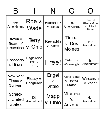 Civil Rights Bingo! Bingo Card