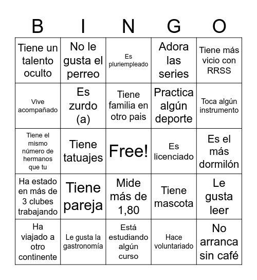 ALCORCON Bingo Card ALCORCON Bingo Card