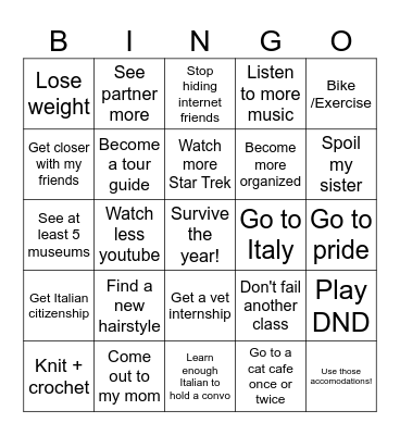 2024 Vision Board Bingo Card