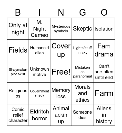 SIGNS Bingo Card